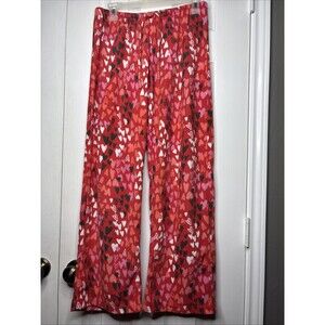 June & Daisy Women’s M Red Heart Print Fleece Lounge Pants Cozy Pajamas